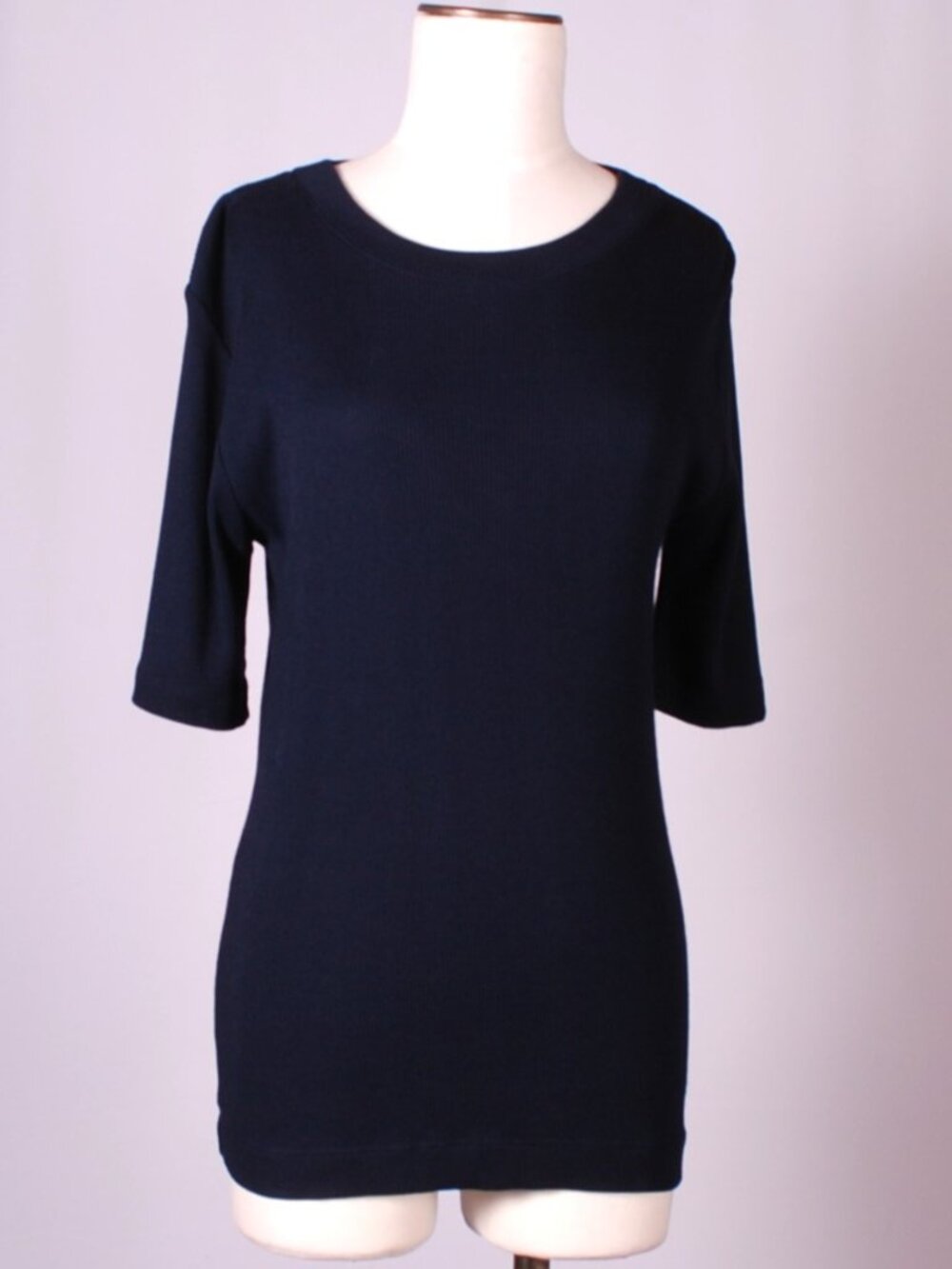 EUC Magaschoni Navy Ribbed Tee, Sz - M